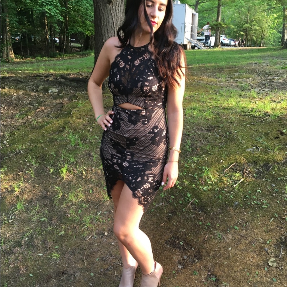 LF Rumor Boutique lace cut out mini dress